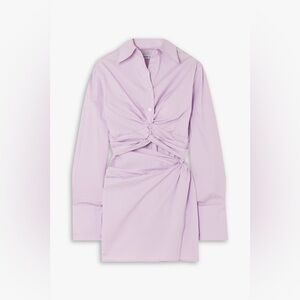 Anna Quan Lola gathered cutout stretch-cotton Twist Front Mini‎ Shirt Dress
